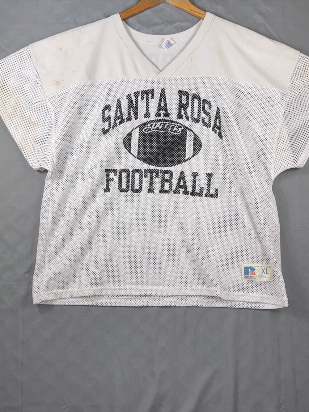 Vintage Russell Athletic Jersey Mens XL White Mesh Santa Rosa Football Harris